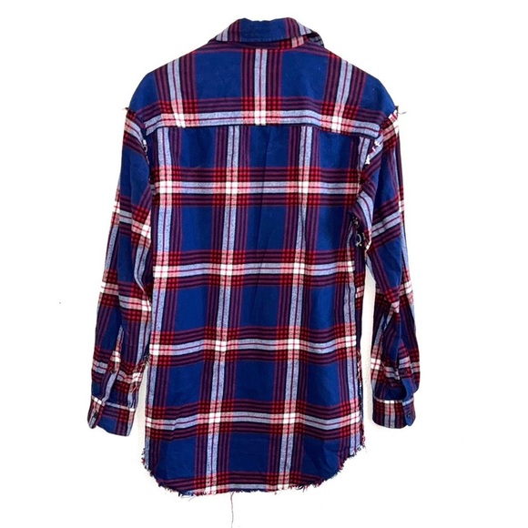 Original Use Plaid Long Sleeve Button Down Flannel Shirt Long Line Size XS - Picture 6 of 6